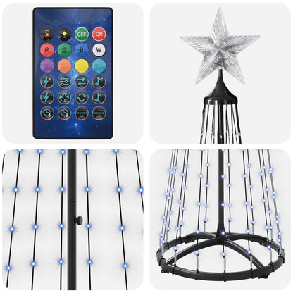 LED Cone Christmas Tree 180 cm 250 LEDs Multicolour Steel White