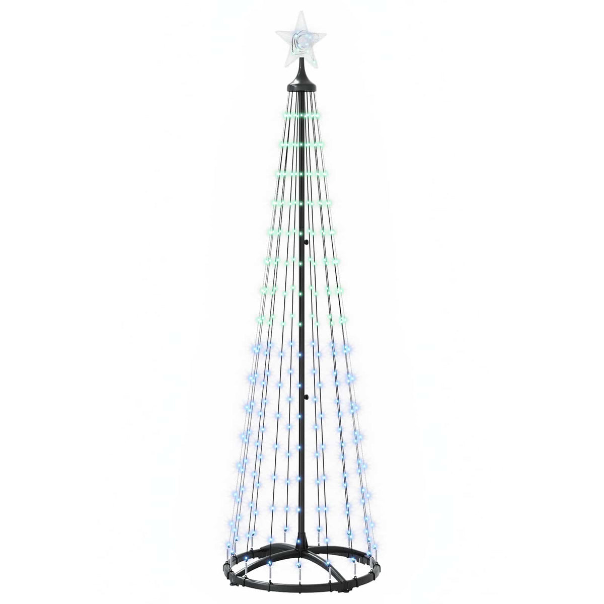 LED Cone Christmas Tree 180 cm 250 LEDs Multicolour Steel White