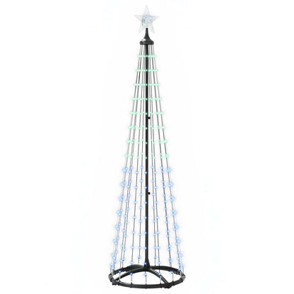 LED Cone Christmas Tree 180 cm 250 LEDs Multicolour Steel White