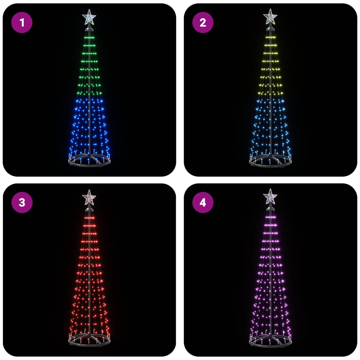 LED Cone Christmas Tree 180 cm 250 LEDs Multicolour Steel White