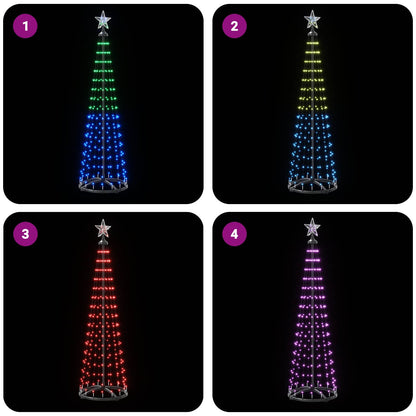 LED Cone Christmas Tree 180 cm 250 LEDs Multicolour Steel White