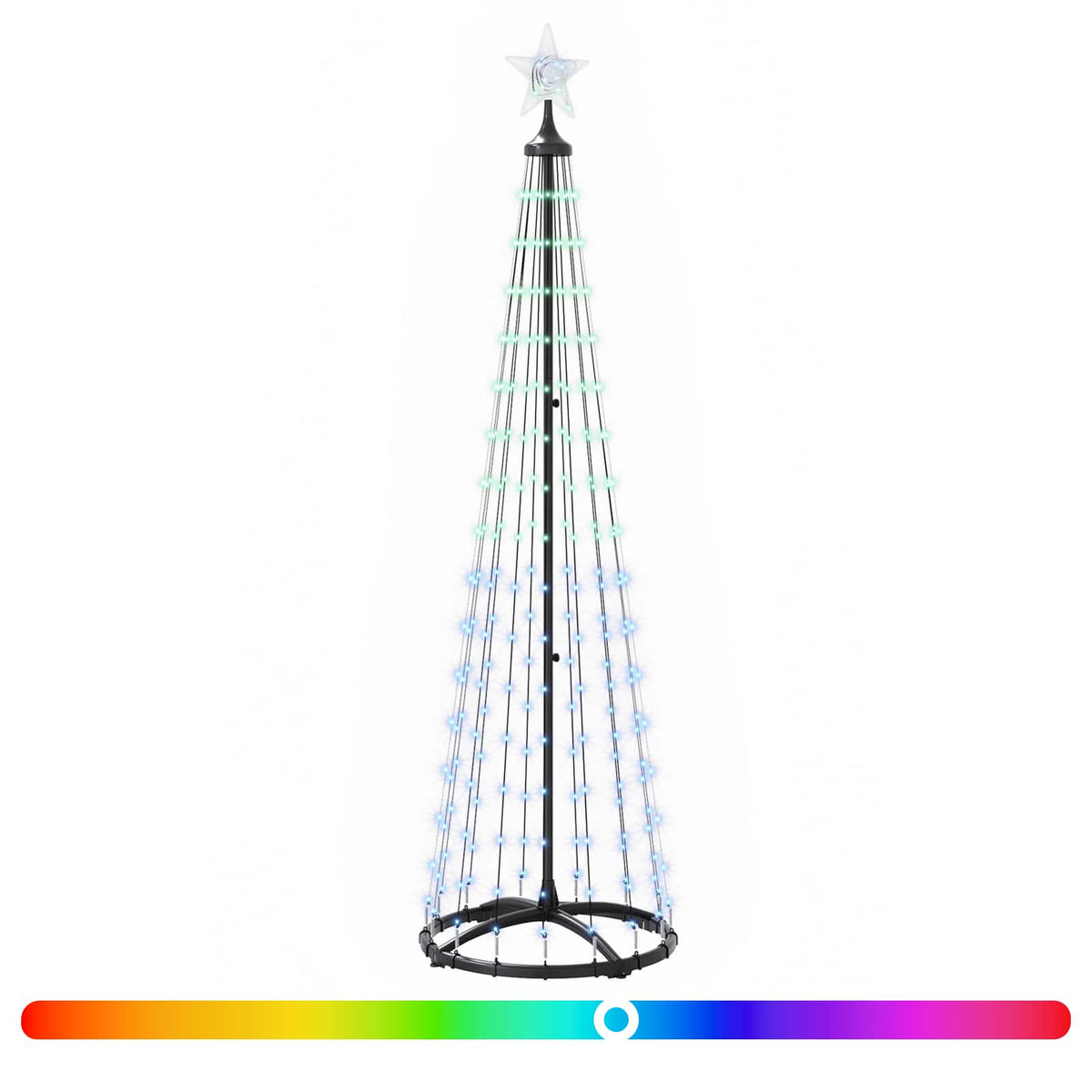 LED Cone Christmas Tree 180 cm 250 LEDs Multicolour Steel White