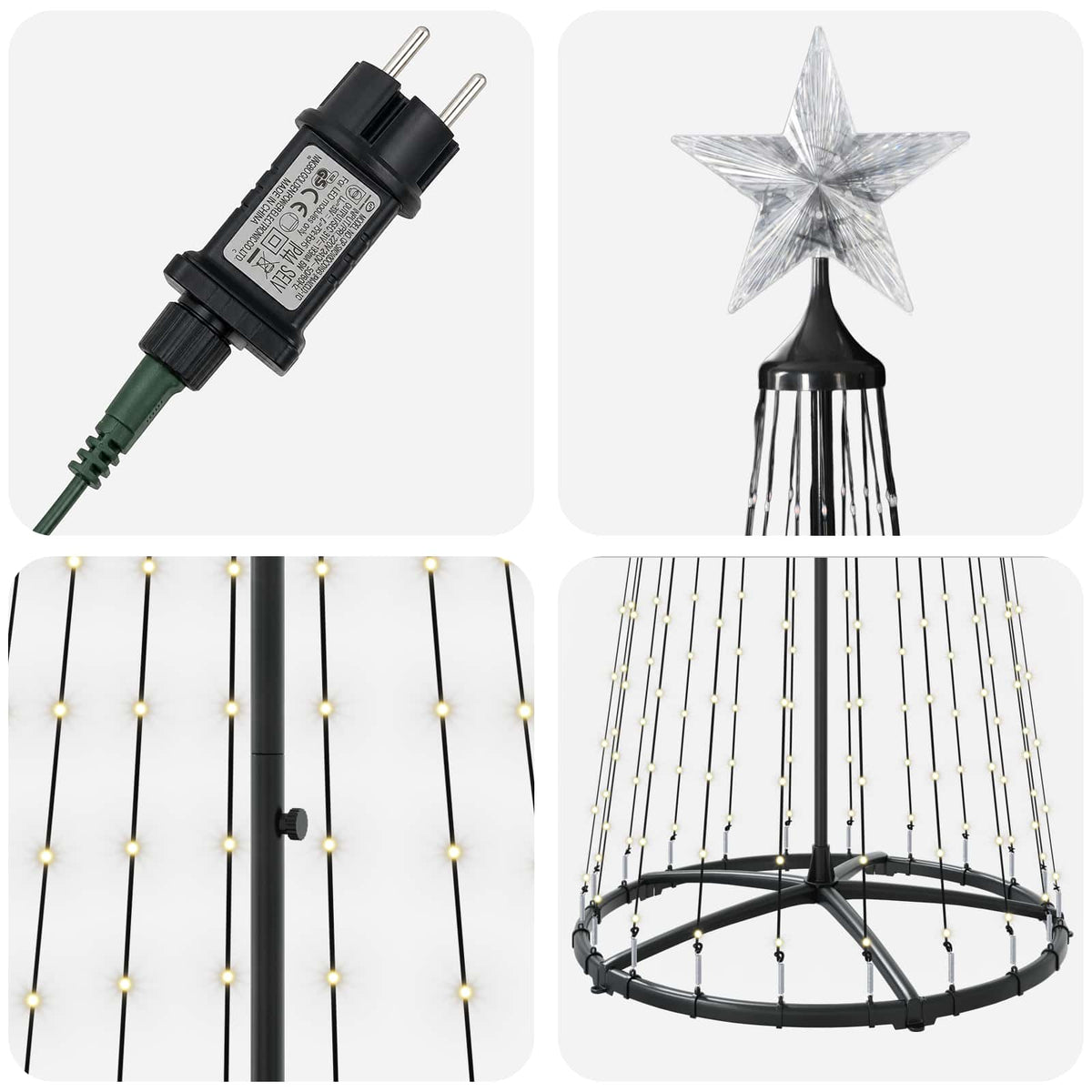 LED Cone Christmas Tree 250 cm 470 LEDs Warm White Steel White