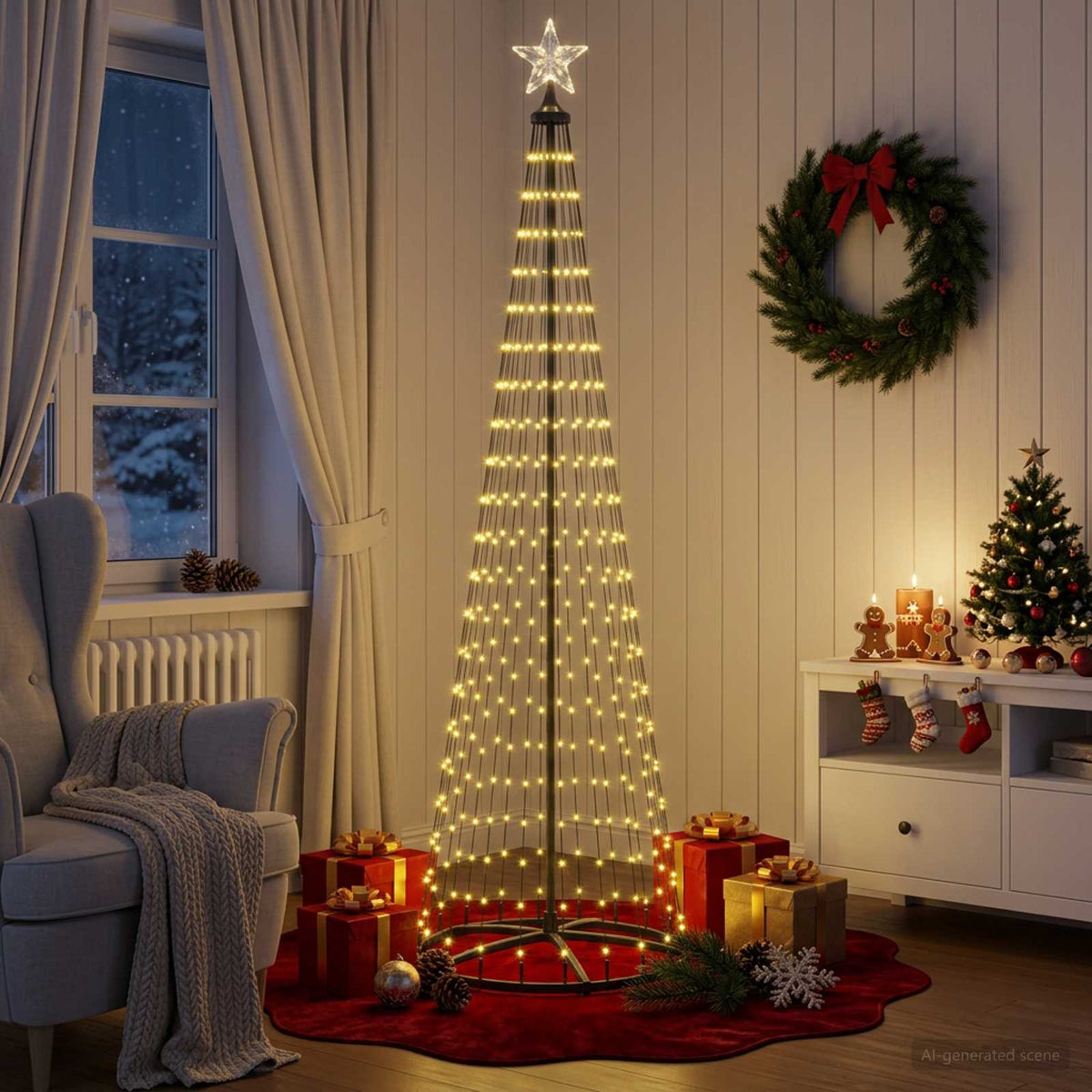 LED Cone Christmas Tree 250 cm 470 LEDs Warm White Steel White