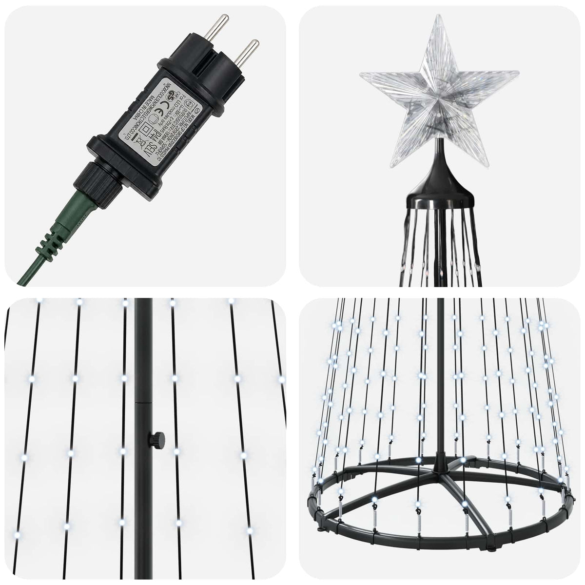 LED Cone Christmas Tree 250 cm 470 LEDs Cold White Steel White