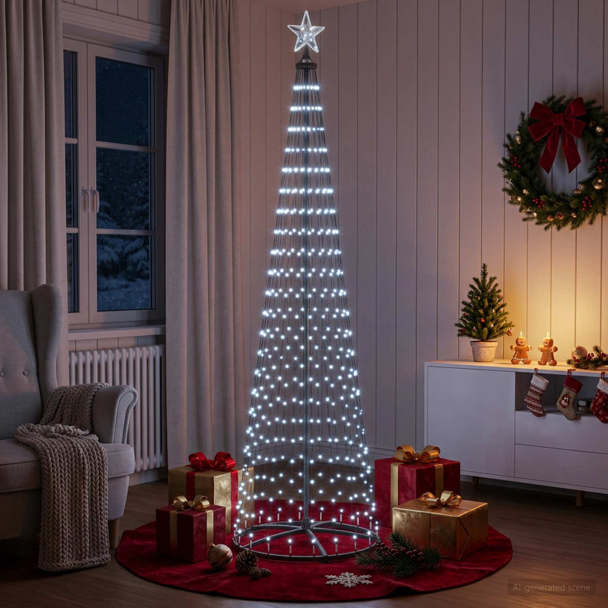 LED Cone Christmas Tree 250 cm 470 LEDs Cold White Steel White