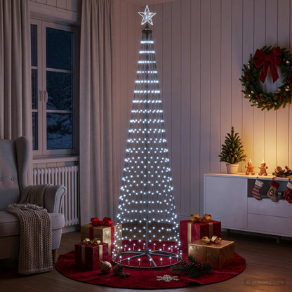 LED Cone Christmas Tree 250 cm 470 LEDs Cold White Steel White