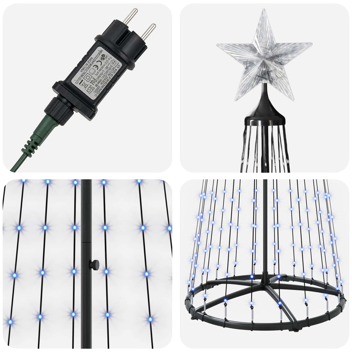 LED Cone Christmas Tree 250 cm 470 LEDs Blue Steel White