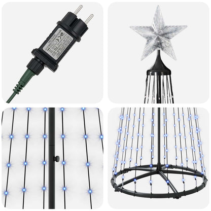LED Cone Christmas Tree 250 cm 470 LEDs Blue Steel White
