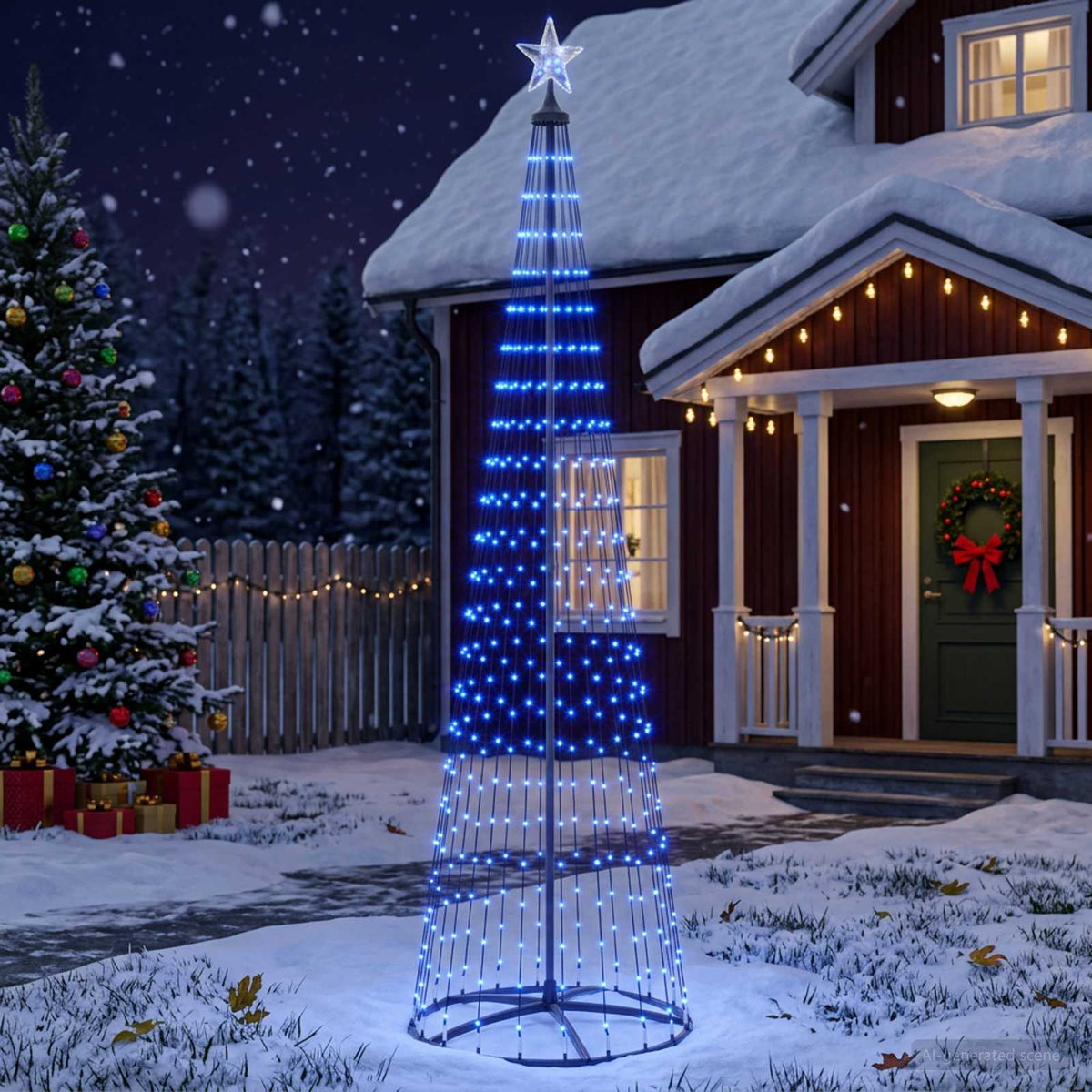 LED Cone Christmas Tree 250 cm 470 LEDs Blue Steel White