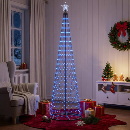 LED Cone Christmas Tree 250 cm 470 LEDs Blue Steel White