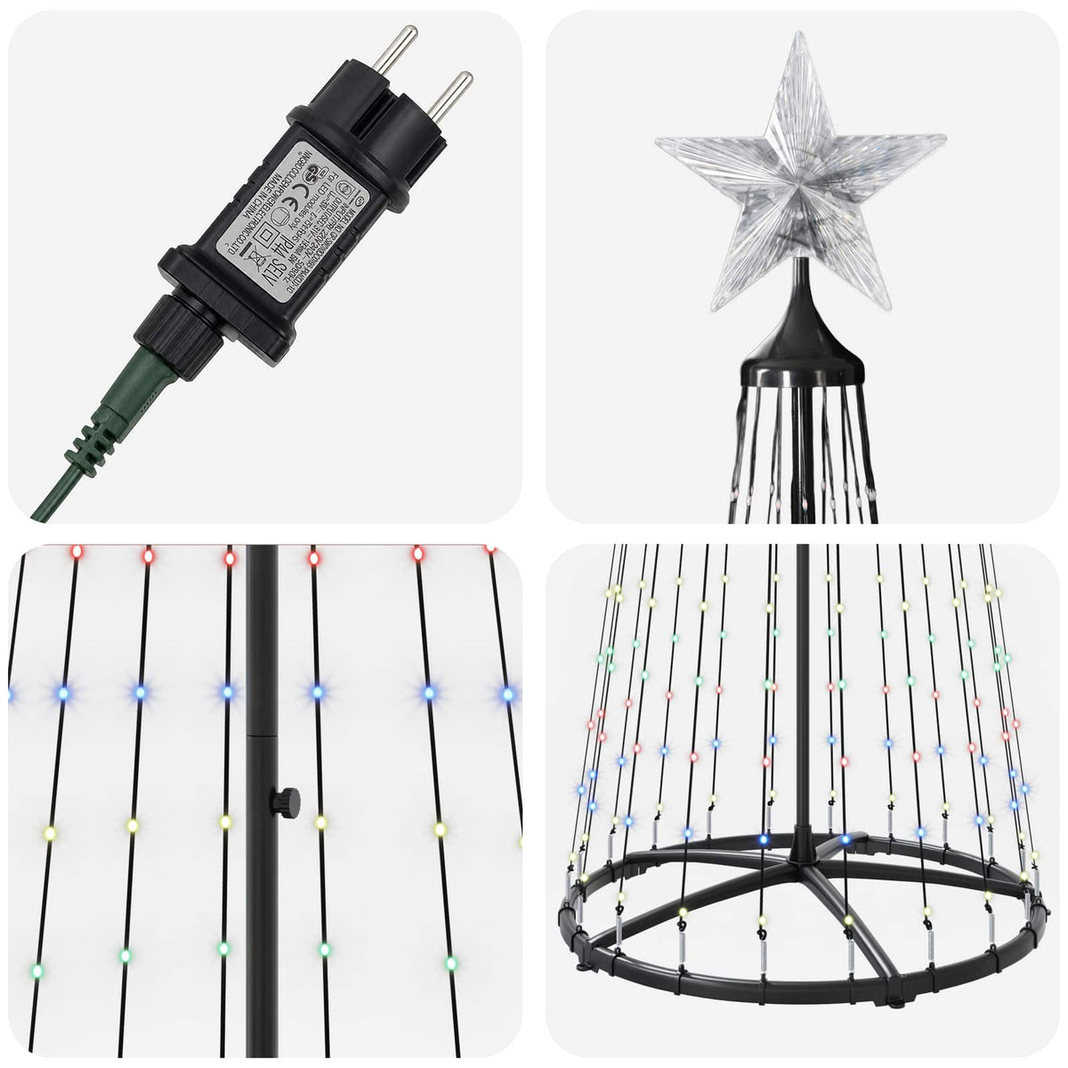 LED Cone Christmas Tree 250 cm 470 LEDs Multicolour Steel White