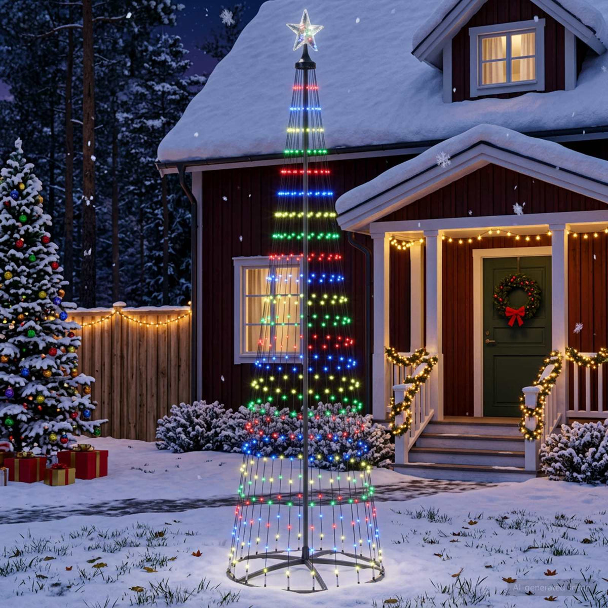 LED Cone Christmas Tree 250 cm 470 LEDs Multicolour Steel White