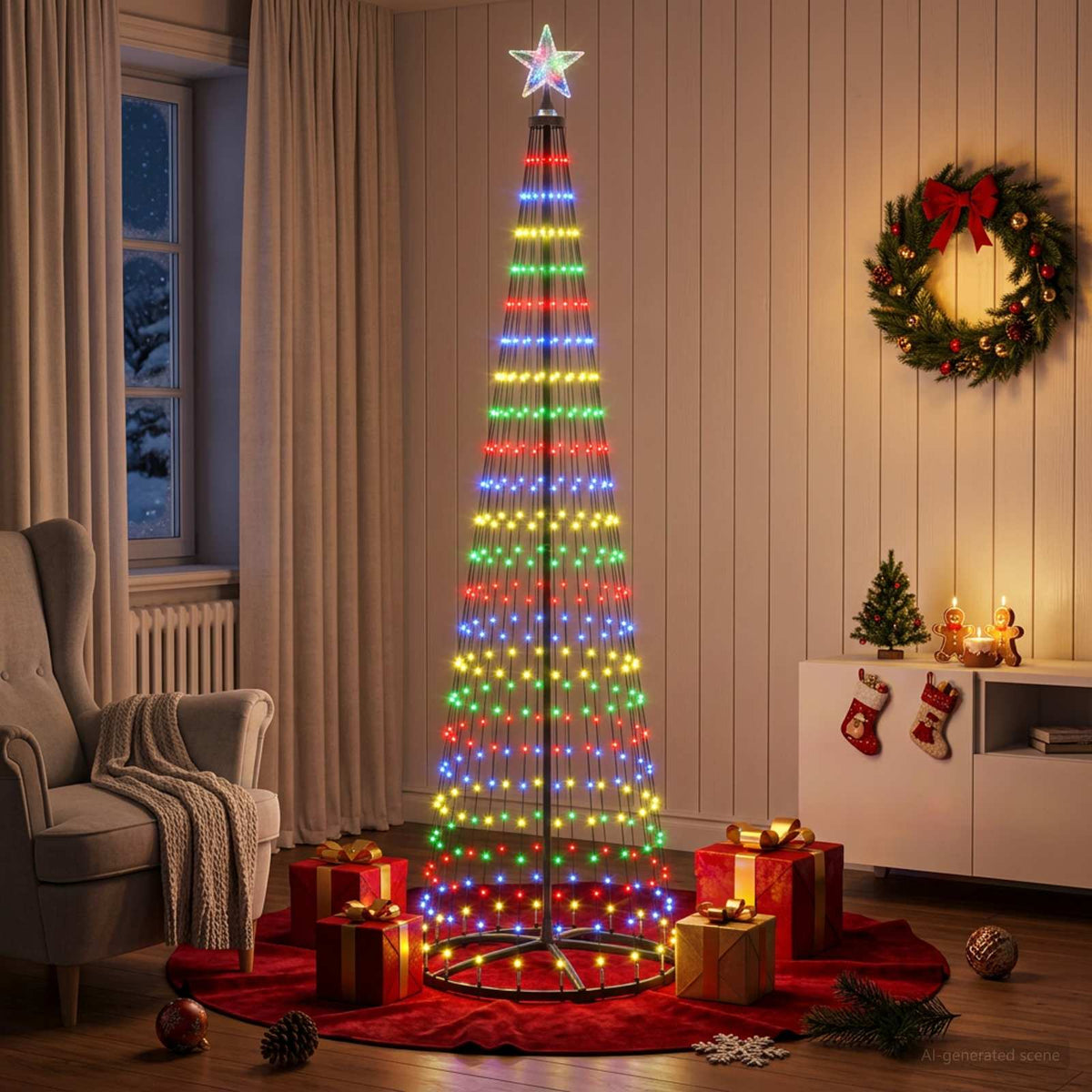 LED Cone Christmas Tree 250 cm 470 LEDs Multicolour Steel White