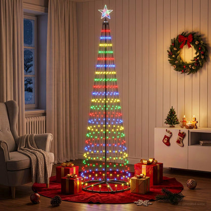 LED Cone Christmas Tree 250 cm 470 LEDs Multicolour Steel White