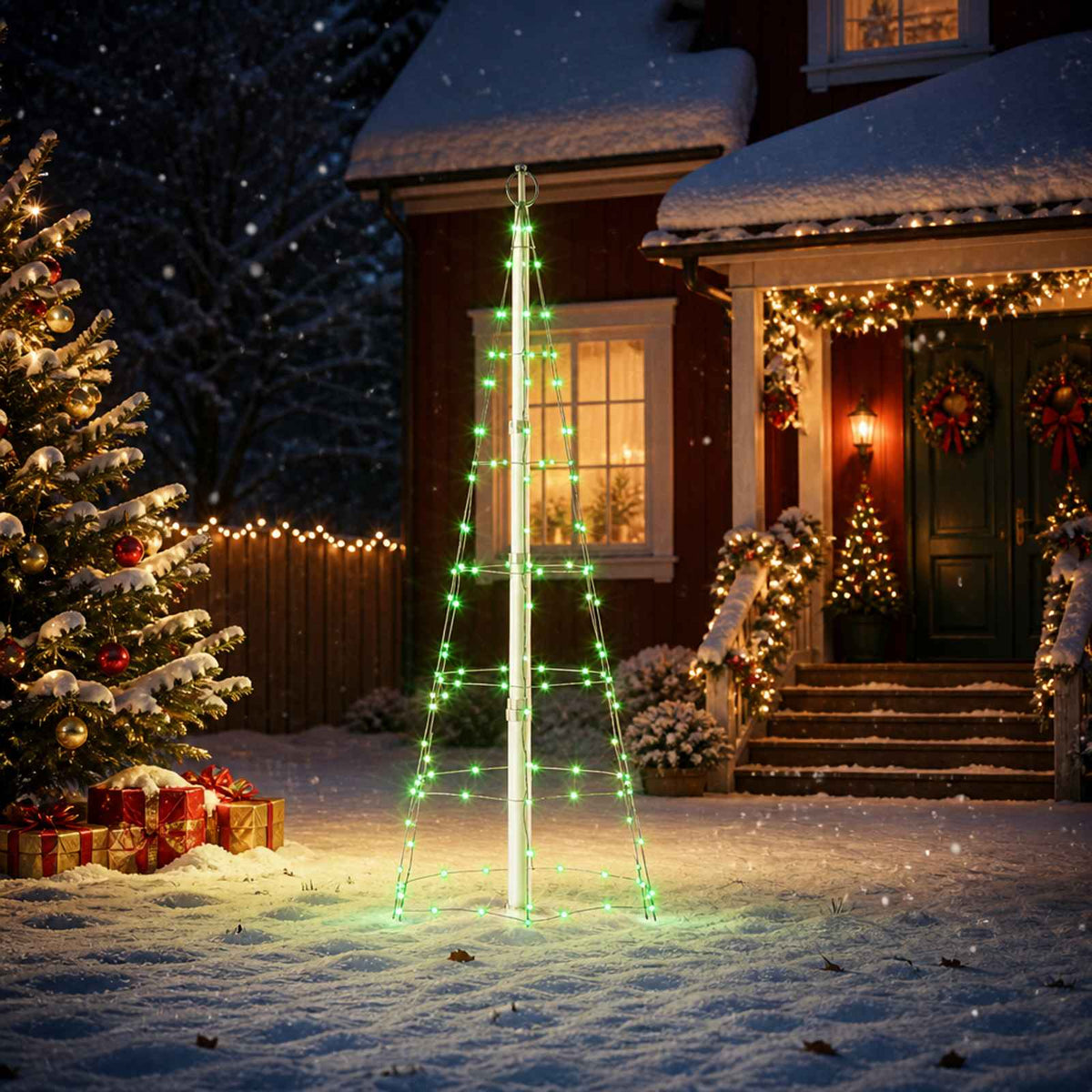 LED Christmas Tree 180 cm 168 LEDs Multicolour iron Black