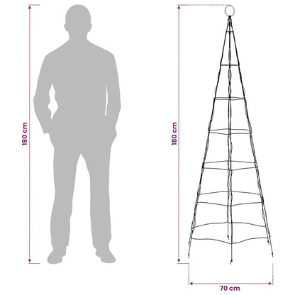 LED Christmas Tree 180 cm 168 LEDs Multicolour iron Black