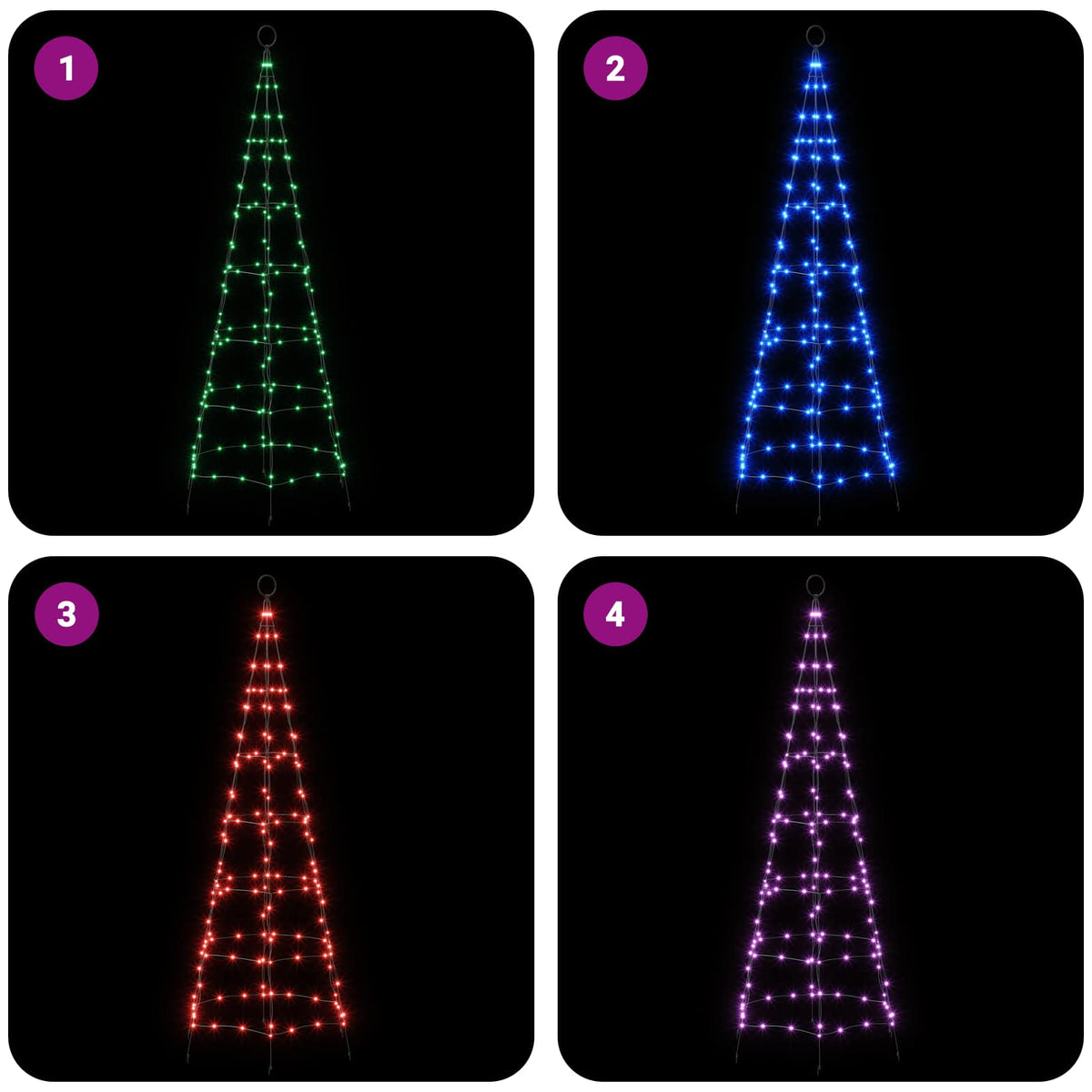 LED Christmas Tree 180 cm 168 LEDs Multicolour iron Black