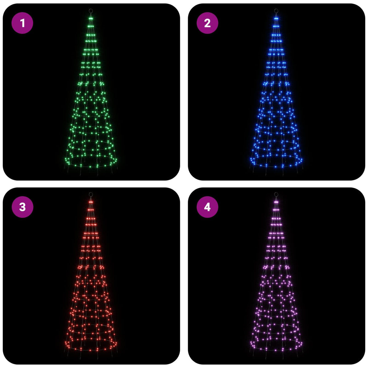 LED Christmas Tree 300 cm 390 LEDs Multicolour iron Black