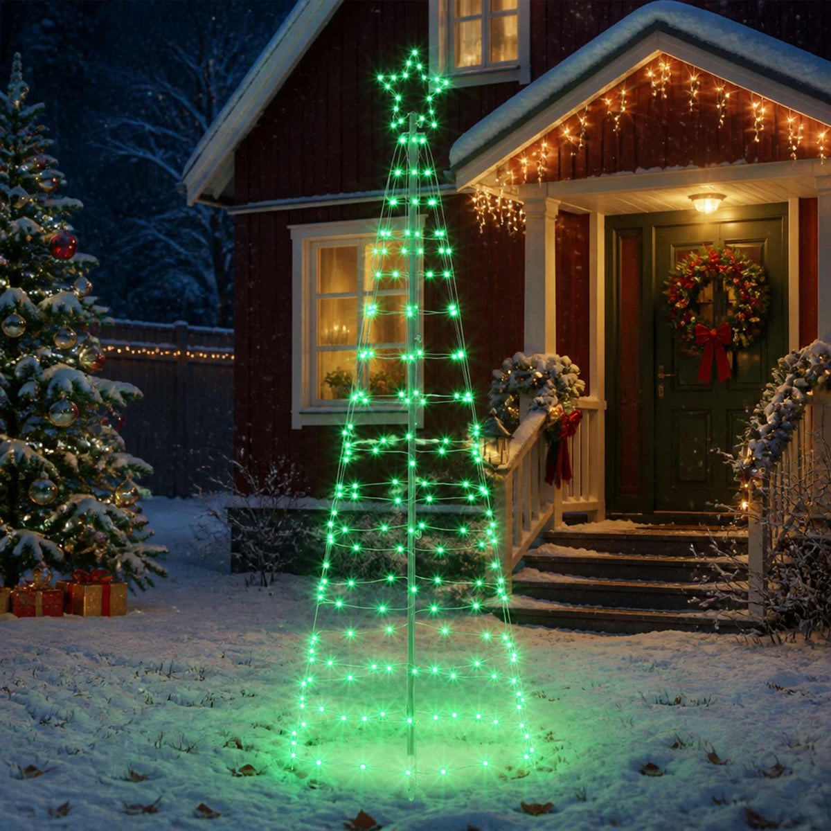 LED Christmas Tree 180 cm 168 LEDs Multicolour Steel Black