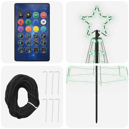 LED Christmas Tree 180 cm 168 LEDs Multicolour Steel Black