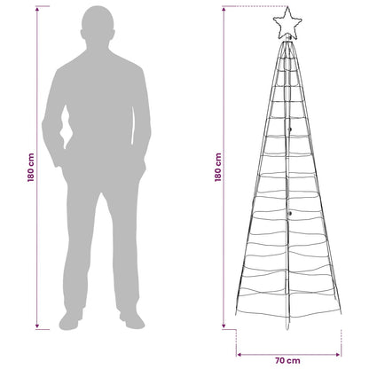 LED Christmas Tree 180 cm 168 LEDs Multicolour Steel Black