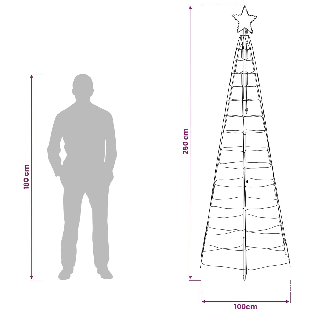 LED Christmas Tree 250 cm 300 LEDs Multicolour Steel Black