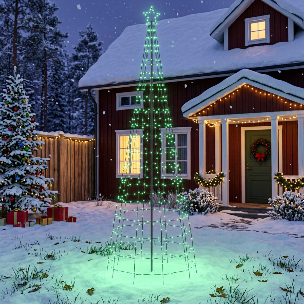 LED Christmas Tree 300 cm 390 LEDs Multicolour Steel Black