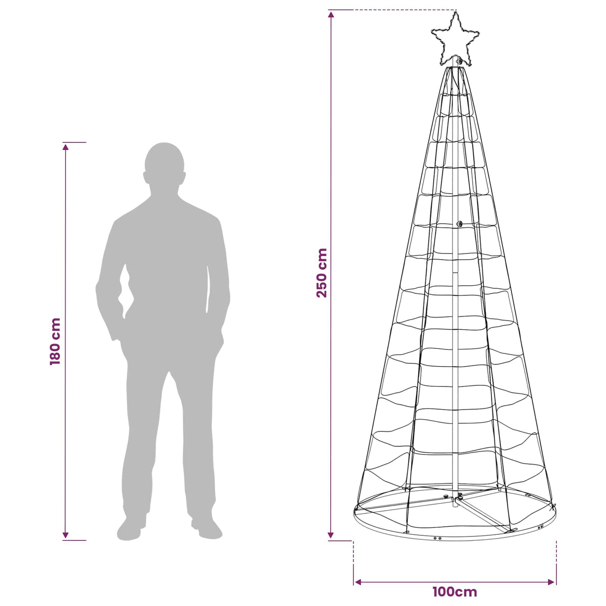 LED Christmas Tree 250 cm 300 LEDs RGB Steel RGB