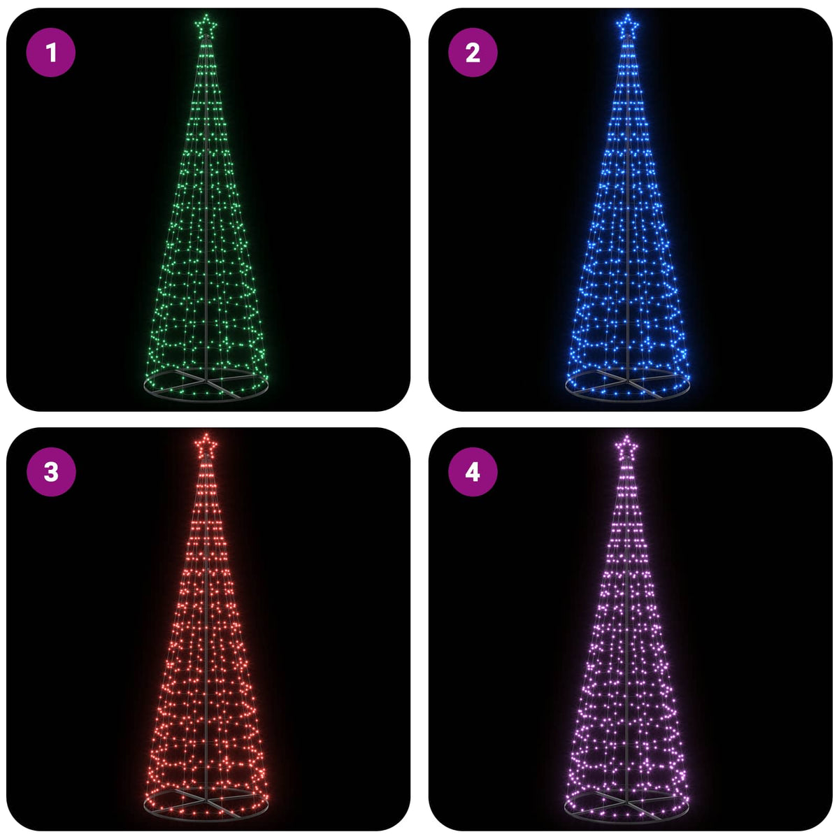 LED Christmas Tree 300 cm 390 LEDs RGB Steel RGB