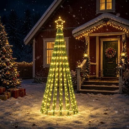 LED Christmas Tree 180 cm 255 LEDs Warm White Steel Black