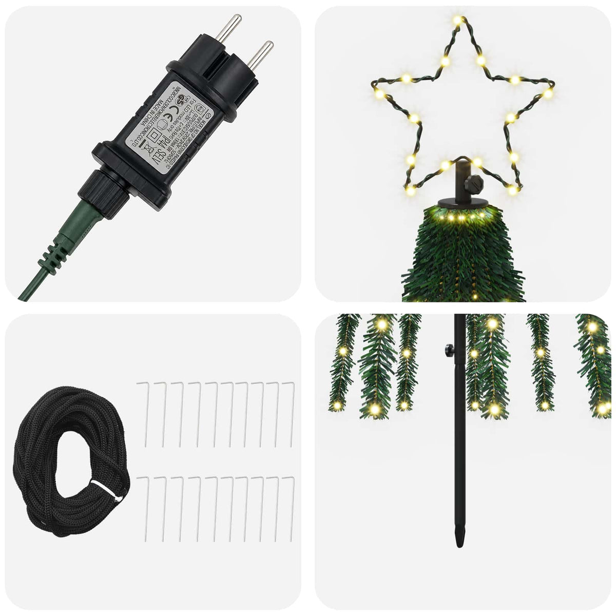 LED Christmas Tree 250 cm 475 LEDs Warm White Steel Black