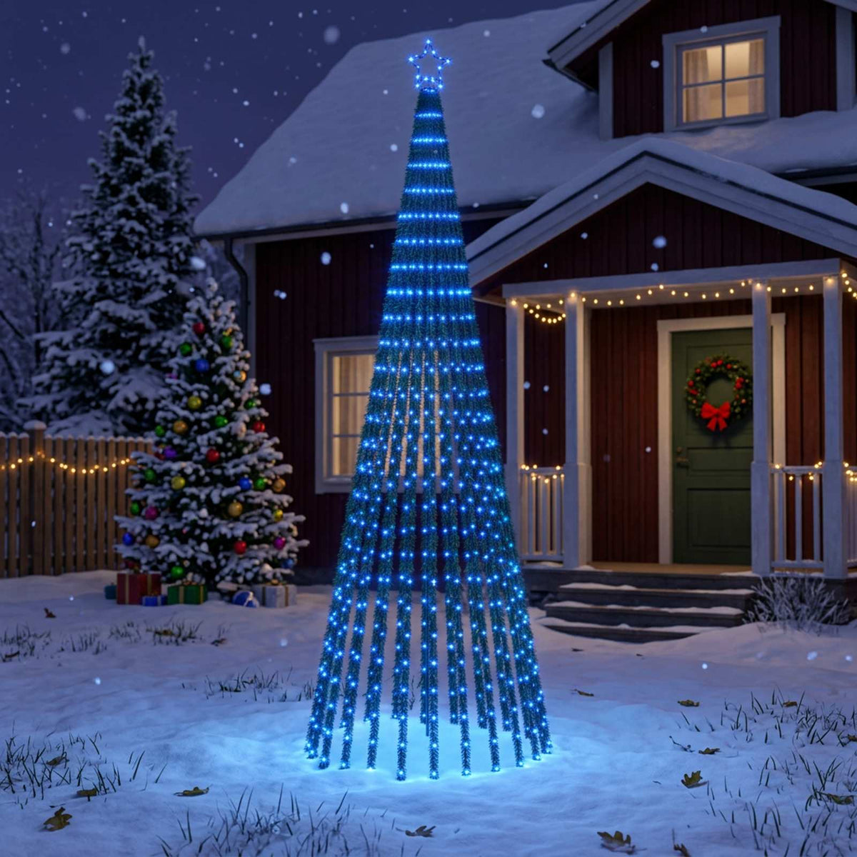 LED Christmas Tree 300 cm 668 LEDs Blue Steel Black