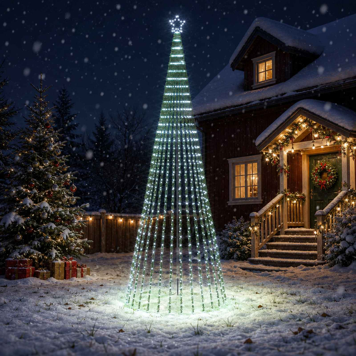 LED Christmas Tree 400 cm 1028 LEDs Cold White Steel Black