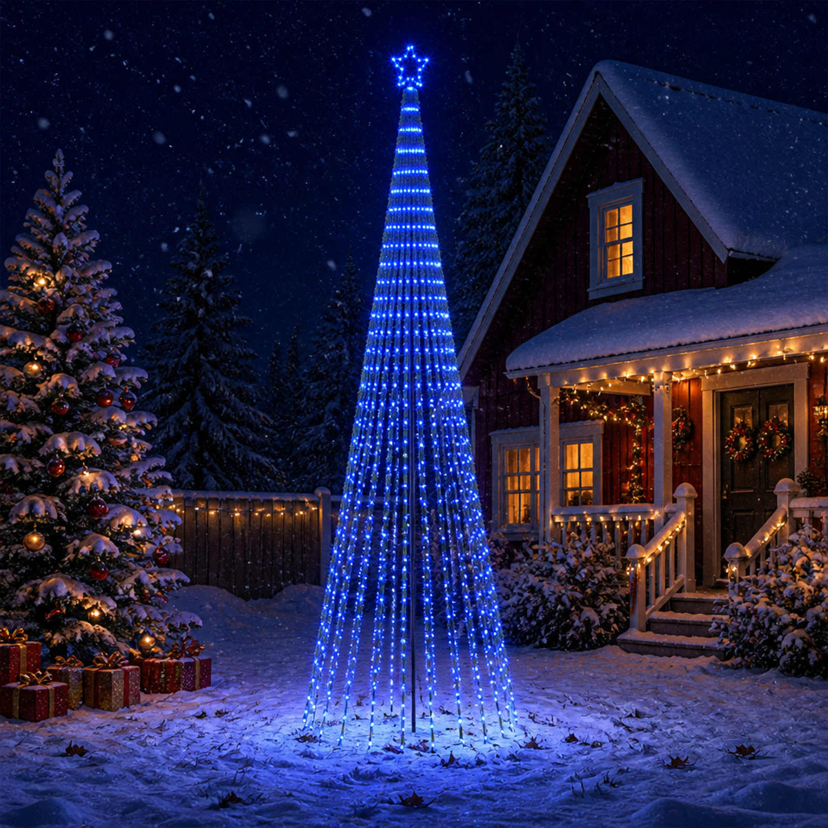 LED Christmas Tree 400 cm 1028 LEDs Blue Steel Black