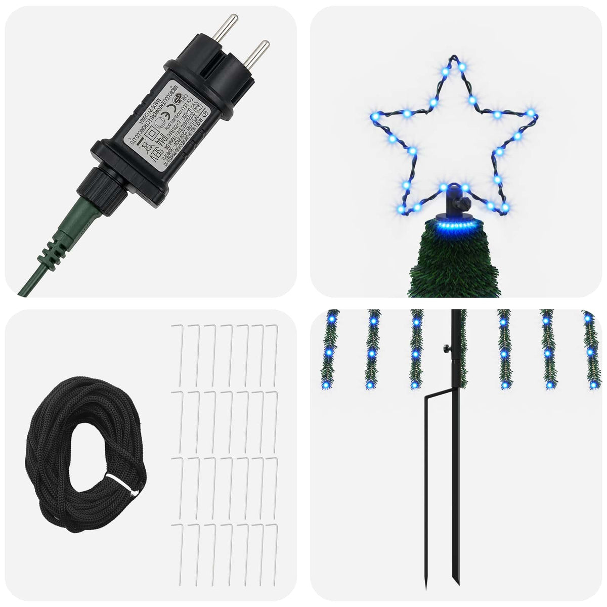 LED Christmas Tree 400 cm 1028 LEDs Blue Steel Black