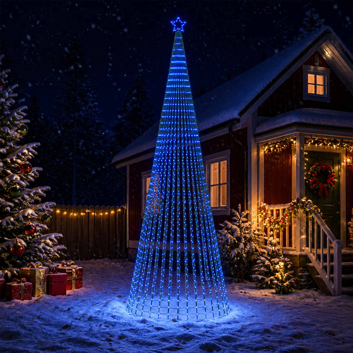 LED Christmas Tree 500 cm 1524 LEDs Blue Steel Black