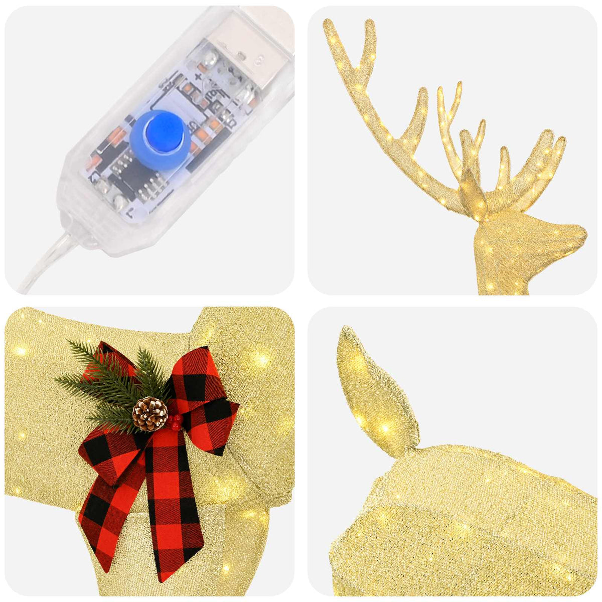 3D Christmas Reindeer LOVIISA 250 LEDs Warm White