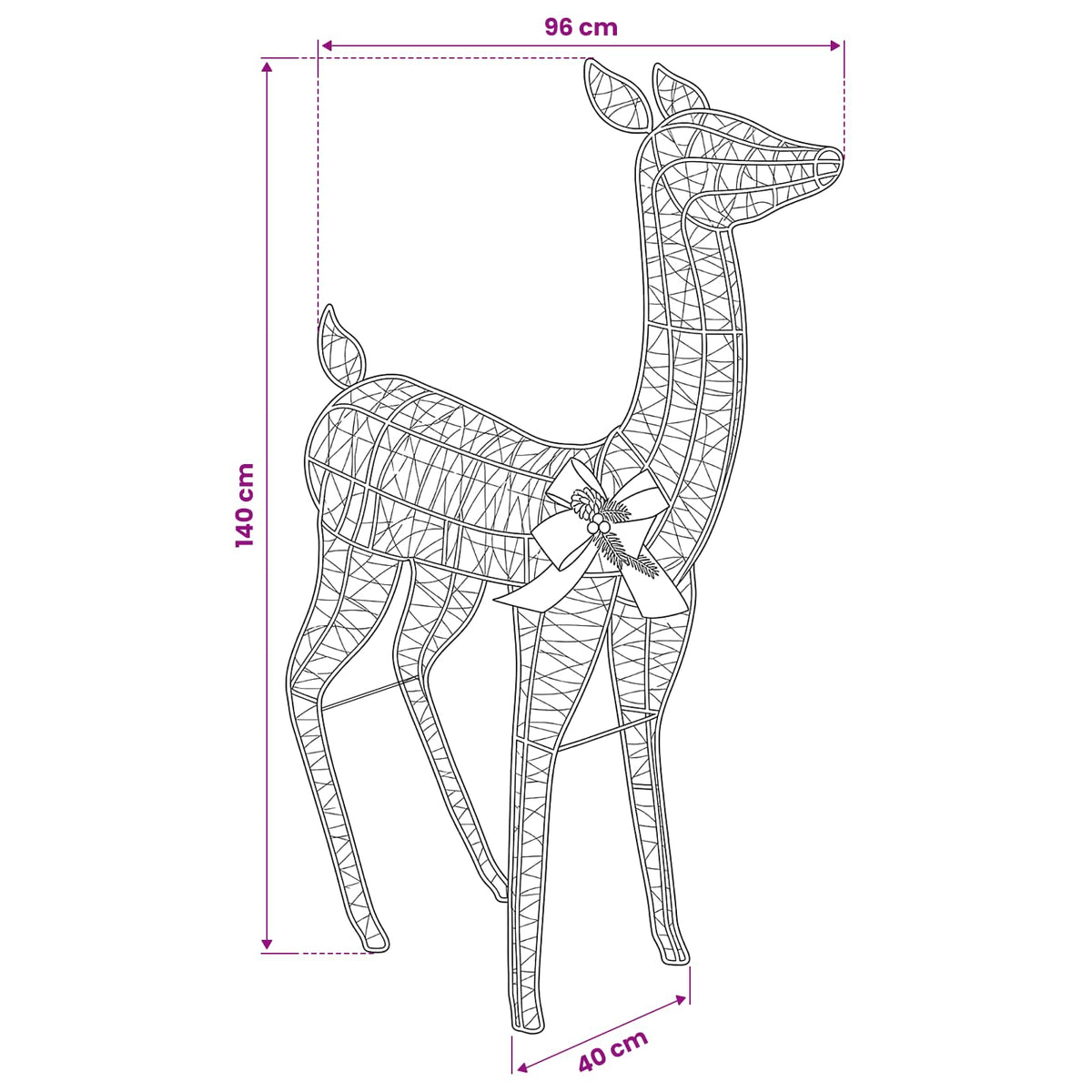 3D Christmas Reindeer LOVIISA 200 LEDs Warm White