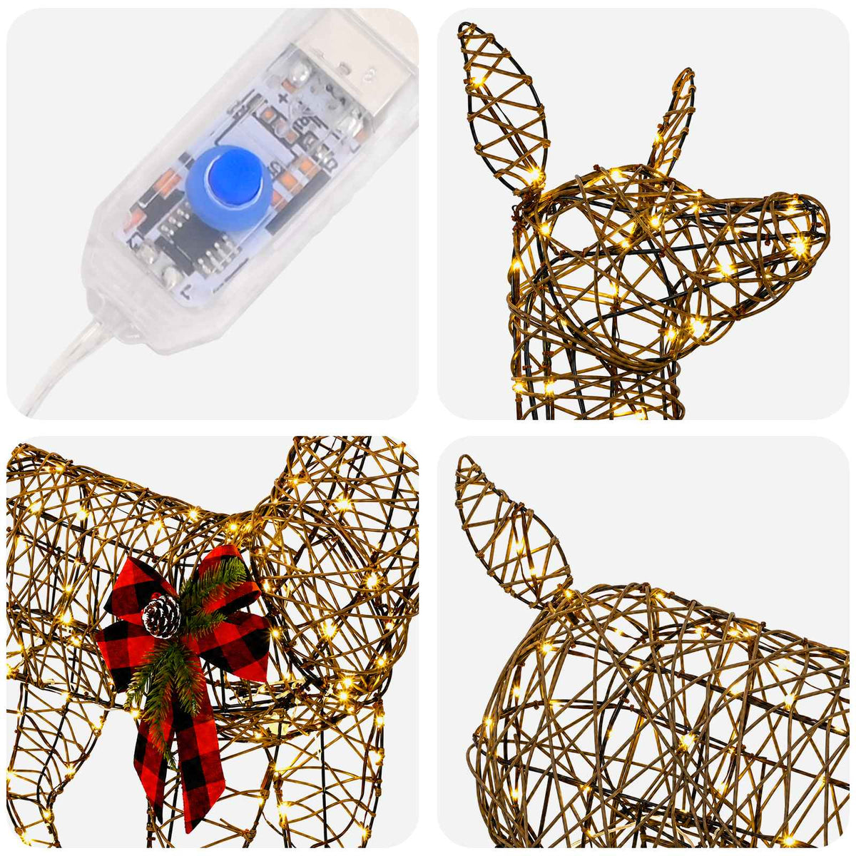 3D Christmas Reindeer LOVIISA 200 LEDs Warm White