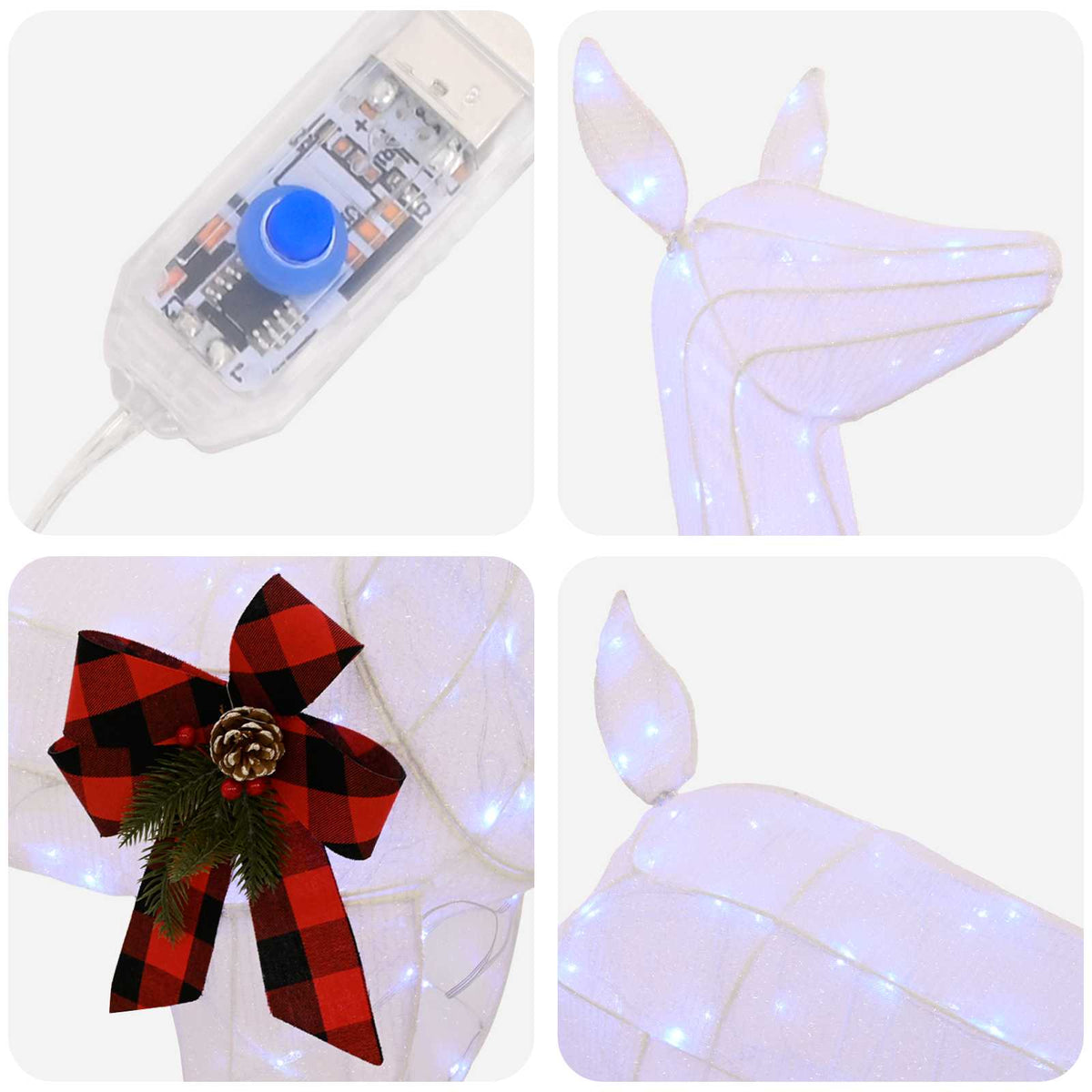 3D Christmas Reindeer LOVIISA 200 LEDs Cold White