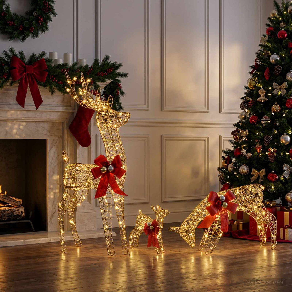 Reindeer Family Christmas Decoration 3 pcs 200 LEDs Warm White