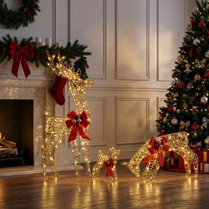 Reindeer Family Christmas Decoration 3 pcs 200 LEDs Warm White