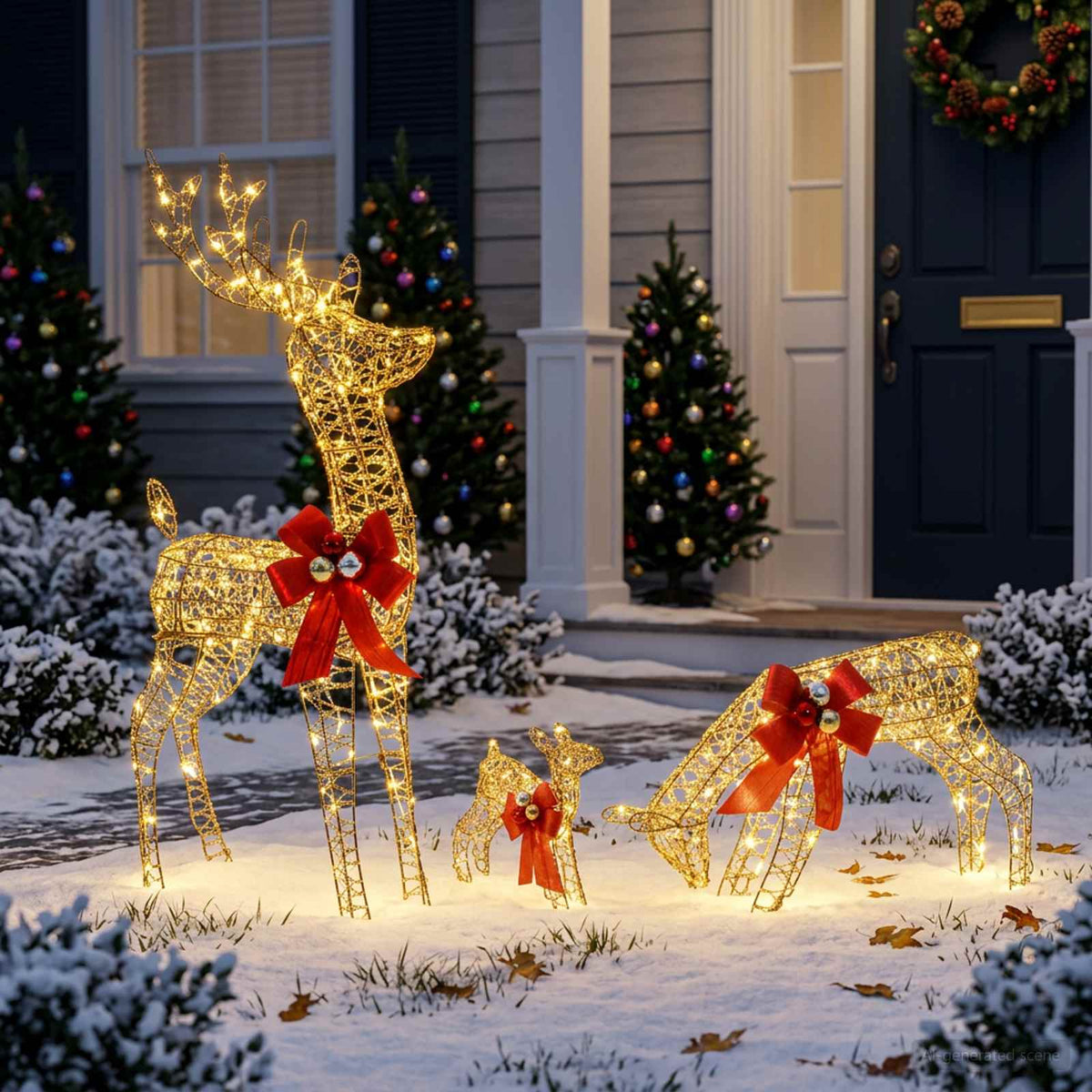 Reindeer Family Christmas Decoration 3 pcs 200 LEDs Warm White