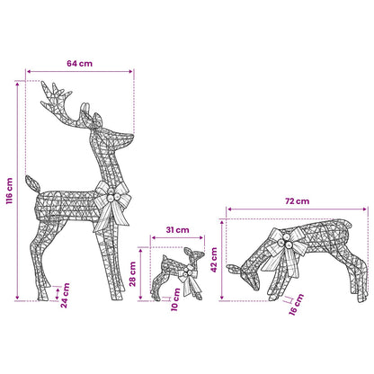 Reindeer Family Christmas Decoration 3 pcs 200 LEDs Warm White