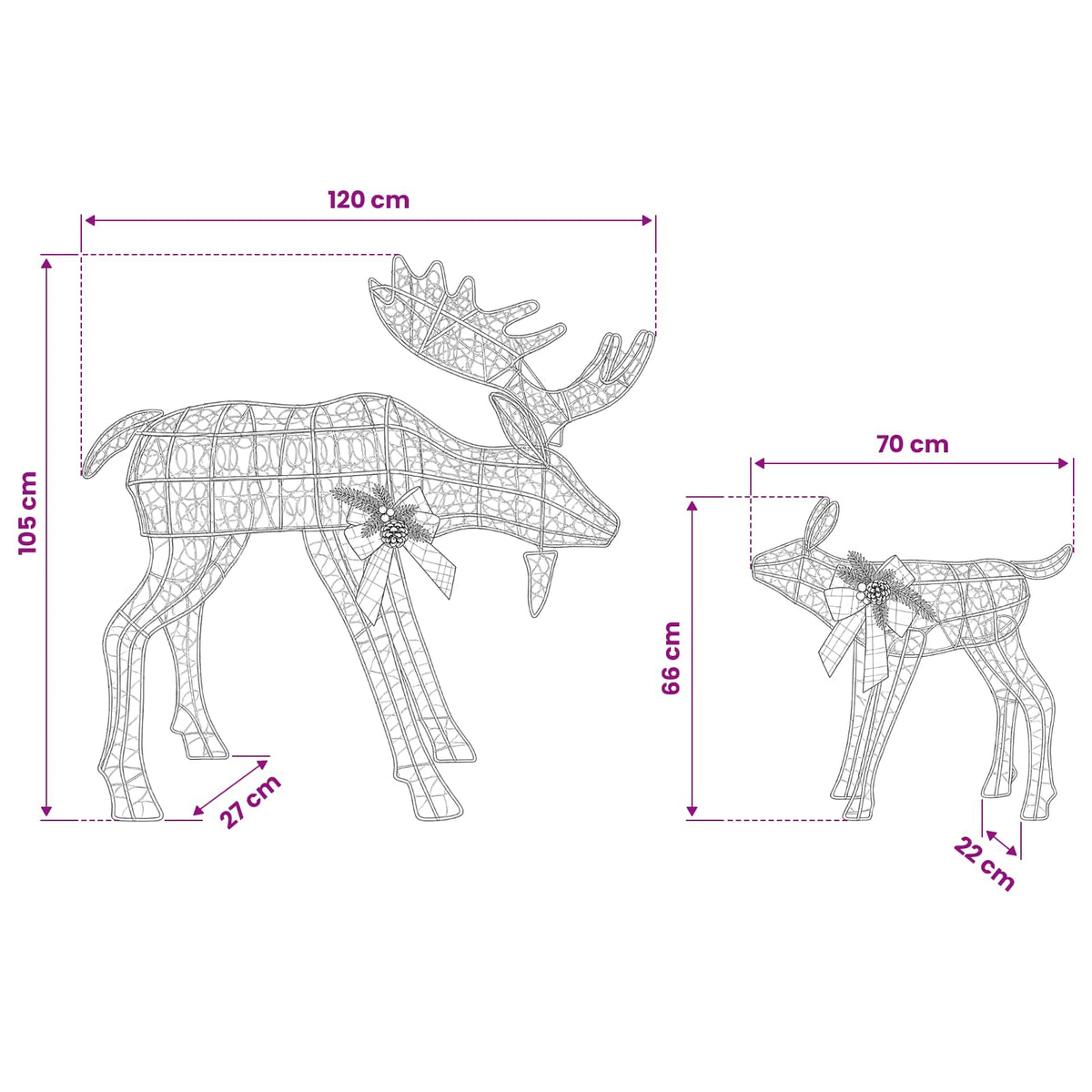 Moose Christmas Decoration 2 pcs White 120 x 27 x 105 cm
