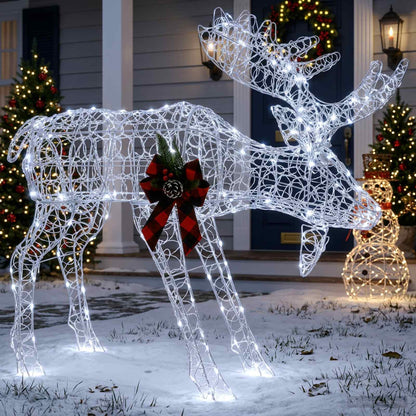 Moose Christmas Decoration White 120 x 27 x 105 cm Acrylic