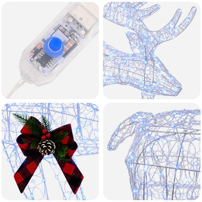 Moose Christmas Decoration White 120 x 27 x 105 cm Acrylic