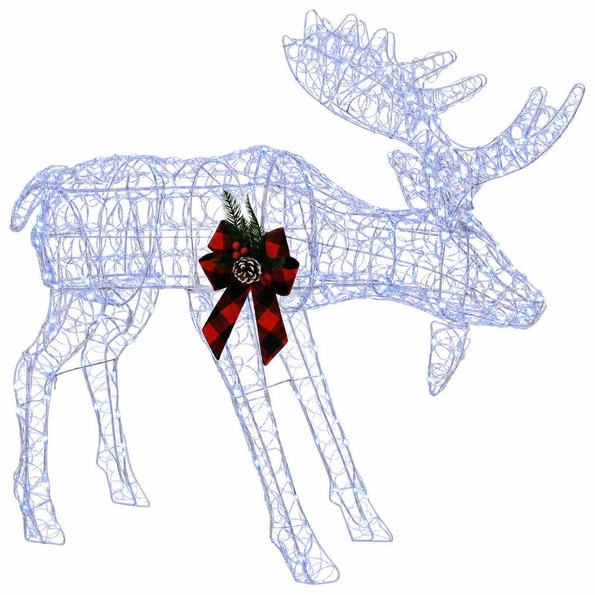 Moose Christmas Decoration White 120 x 27 x 105 cm Acrylic