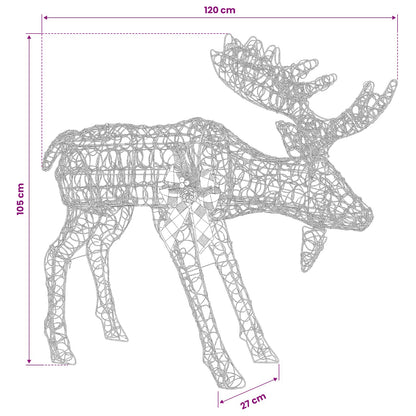 Moose Christmas Decoration White 120 x 27 x 105 cm Acrylic